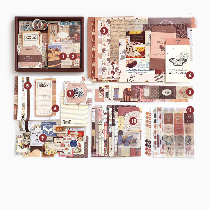 Retro Gift Box 155-piece Set Ins Gift Box Notebook Tape Sticker Set