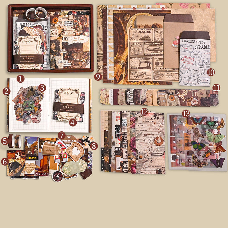 Retro Gift Box 155-piece Set Ins Gift Box Notebook Tape Sticker Set