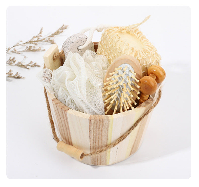 Bathroom Bath Set Love Wooden Barrel Gift Set