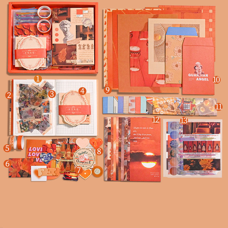 Retro Gift Box 155-piece Set Ins Gift Box Notebook Tape Sticker Set