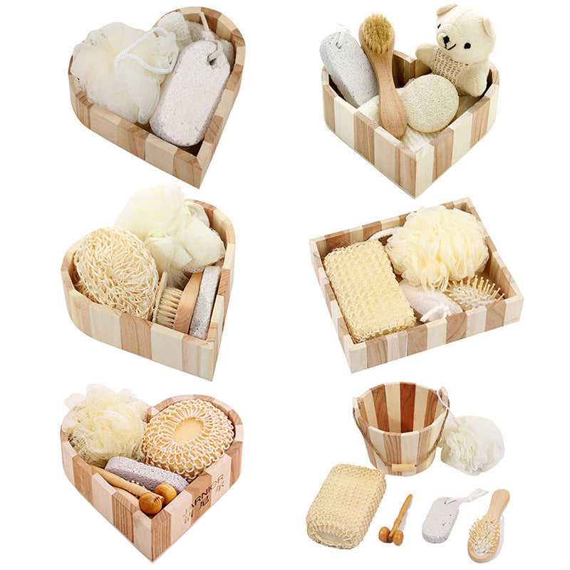 Bathroom Bath Set Love Wooden Barrel Gift Set