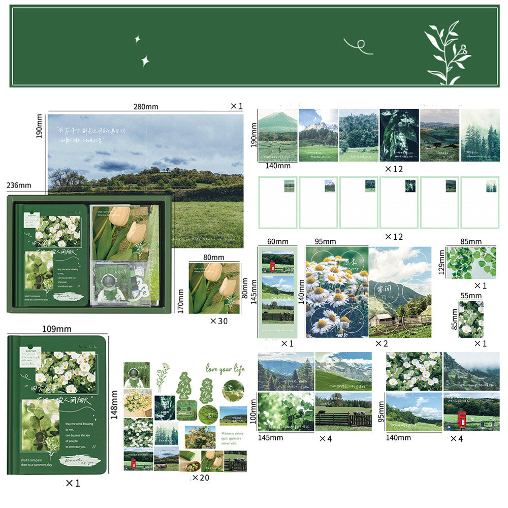 Retro Gift Box 155-piece Set Ins Gift Box Notebook Tape Sticker Set