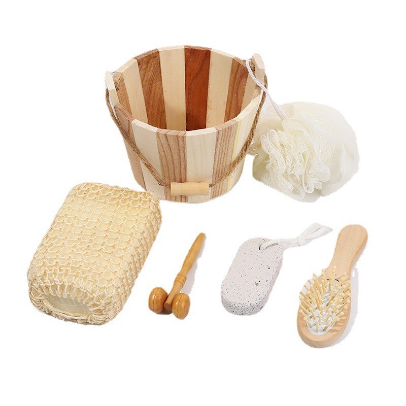 Bathroom Bath Set Love Wooden Barrel Gift Set